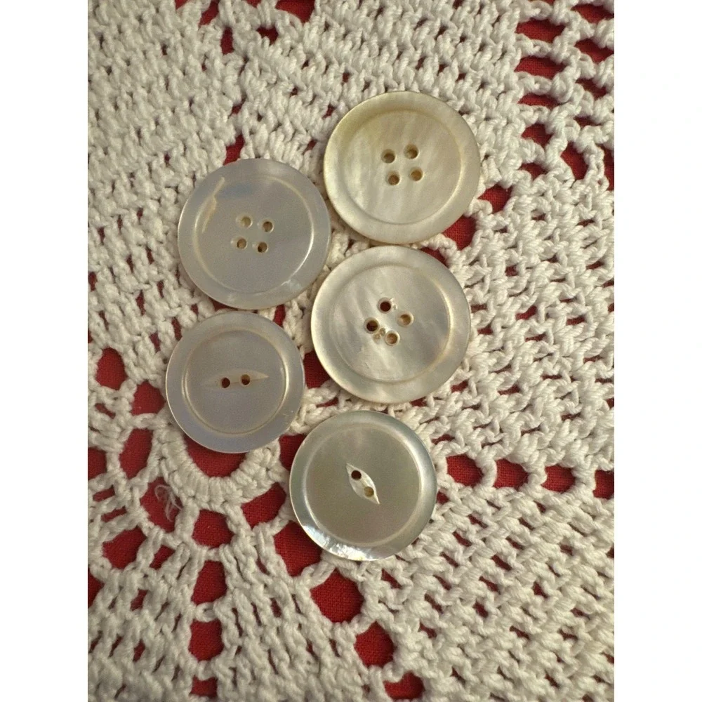 Large Vintage Mother of Pearl Buttons Large Holes 5 Count